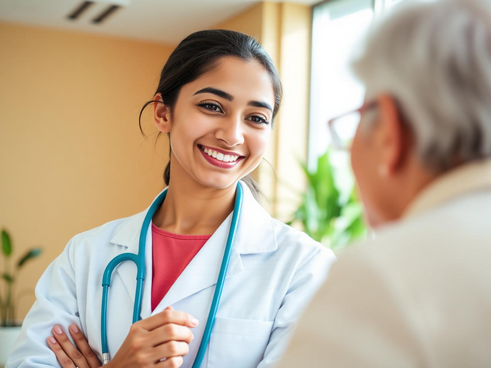 Doctor consulting with a patient at Mathrusri Hospital